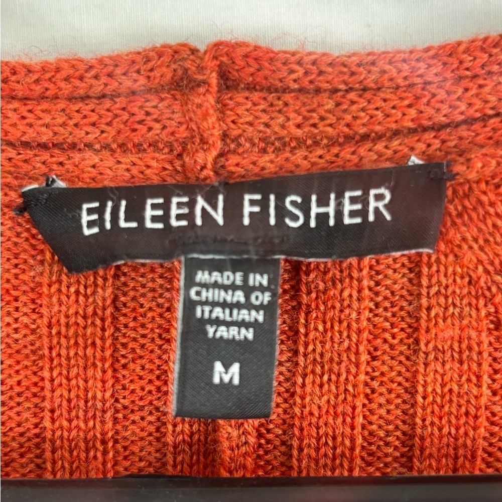 Eileen Fisher Merino wool V-neck Ribbed Tunic Sweater Size M Burnt Orange - Picture 6 of 12